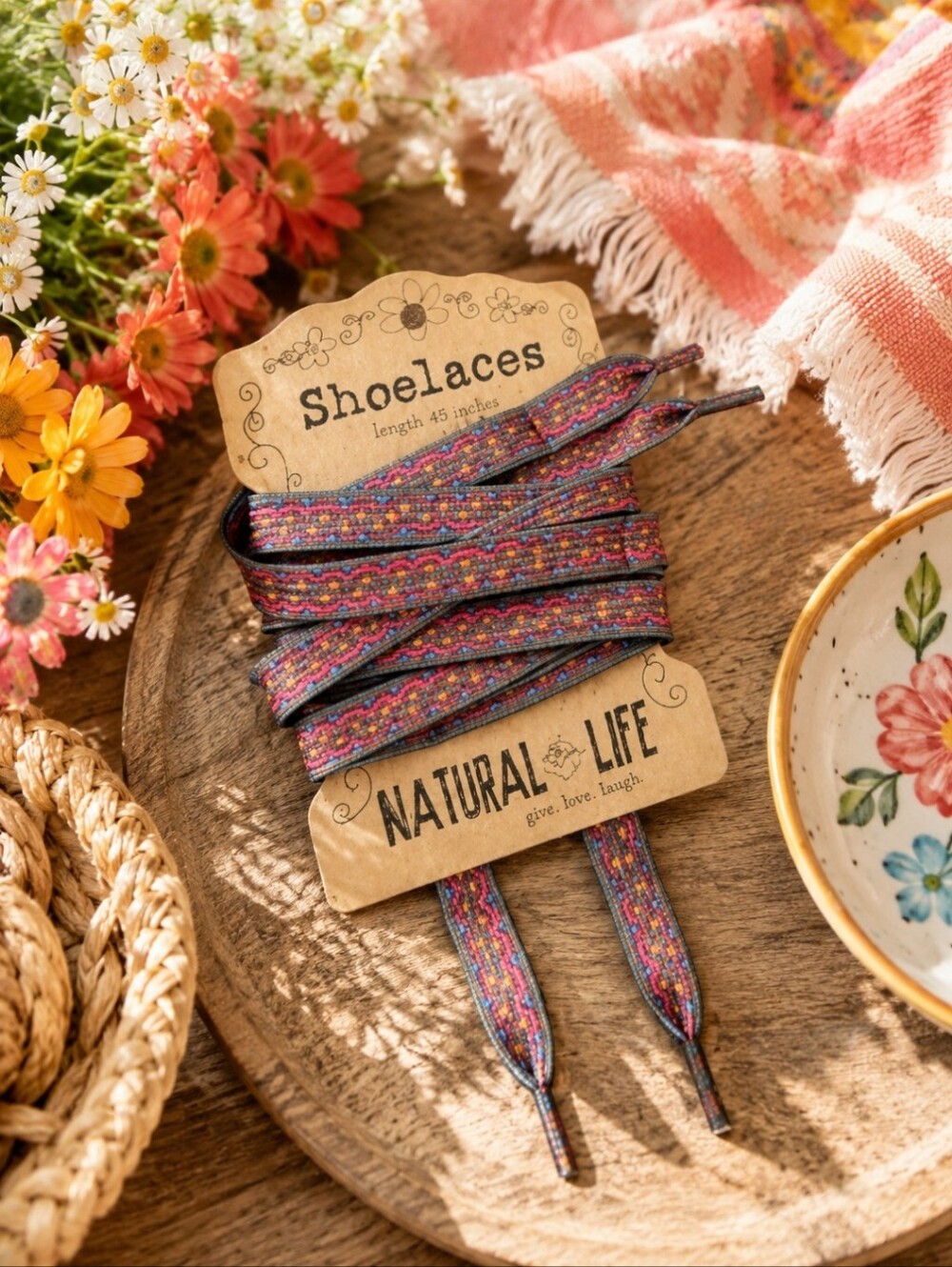 NATURAL LIFE Boho Shoelaces, Coachella Festivap Ready Beachy Boho